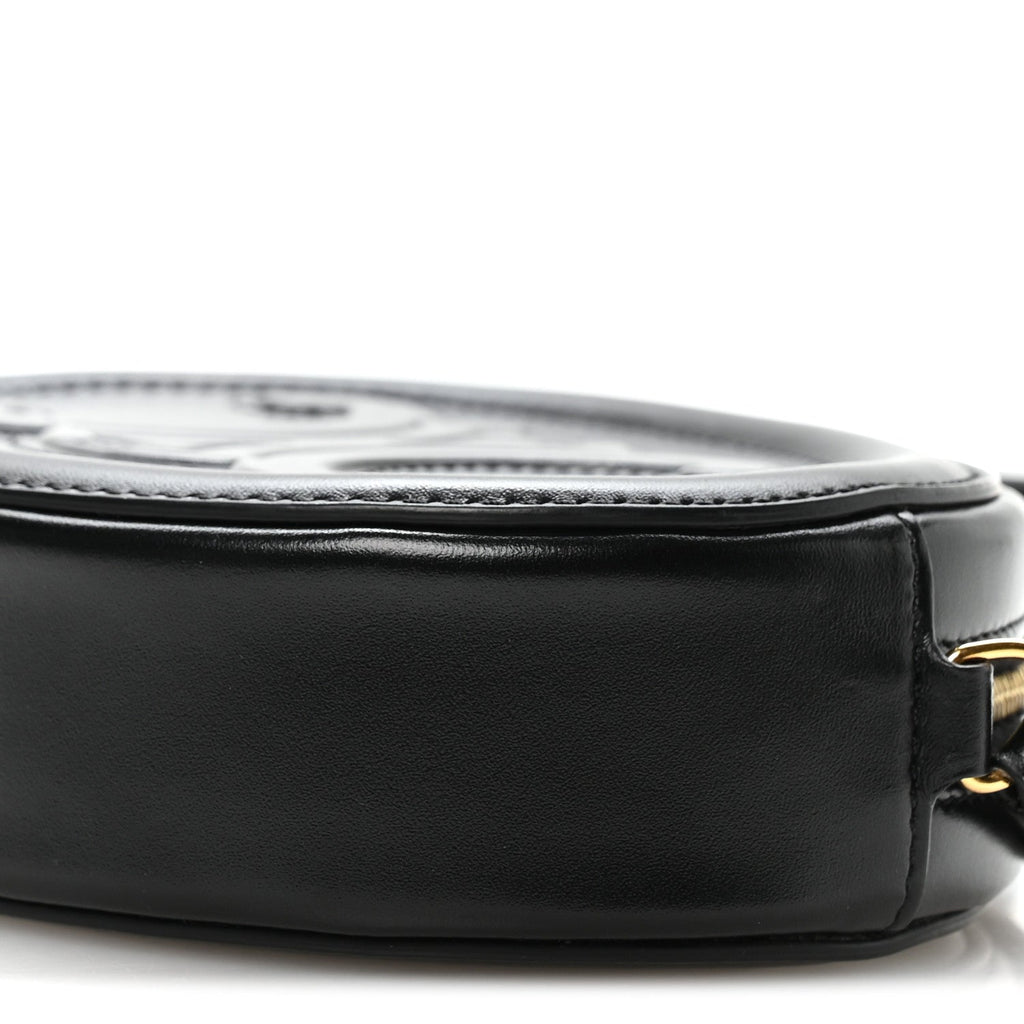 Smooth Calfskin Cuir Small Triomphe Oval Crossbody Purse Black
