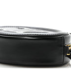 Smooth Calfskin Cuir Small Triomphe Oval Crossbody Purse Black