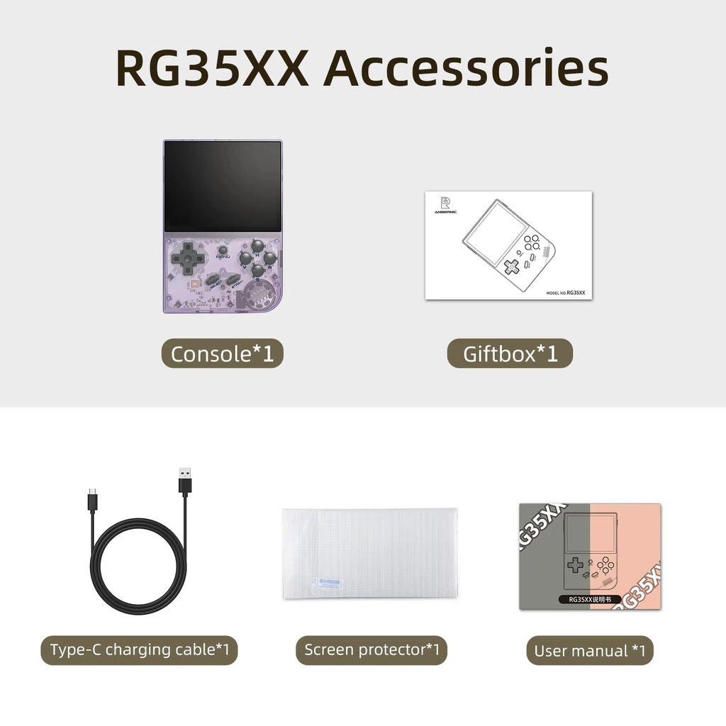 RG35XX Retro Handheld Game Player Built-In 64G TF 6000+ Classic Games Linux Garlicos Portable for Travel Kids Gift