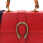 Dollar Calfskin Crystal Web Medium Dionysus Bamboo Top Handle Bag Hibiscus Red Black Diamond