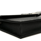 Grain De Poudre Matelasse Chevron Monogram Envelope Chain Wallet Black