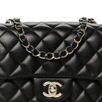 Lambskin Quilted Mini Square Flap Black