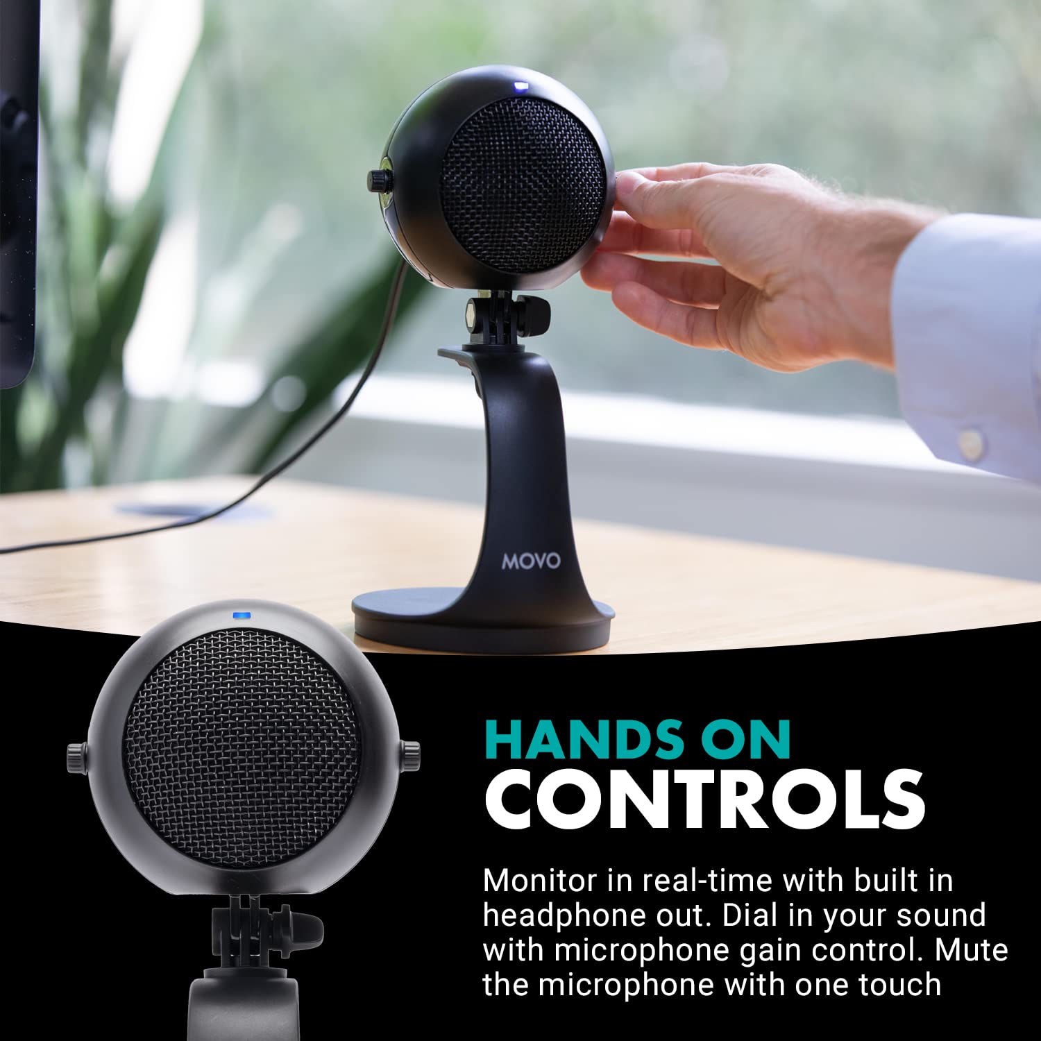 Movo WebMic Desktop USB Microphone with  Stand