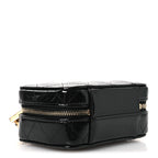 Patent Quilted Top Handle Mini Vanity Case Black