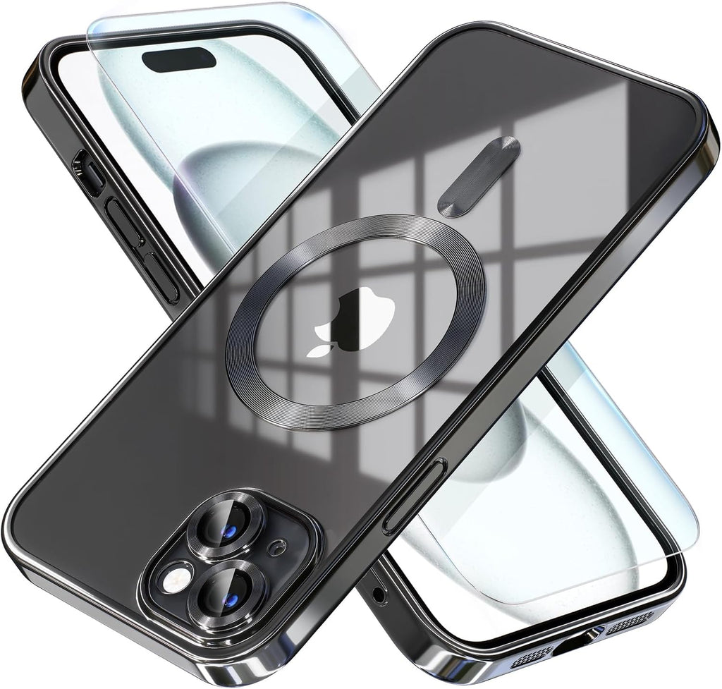 Entronix Bundle Compatible with iPhone 15 - [Magnetic] Luxury Glossy Case & 1 Clear Screen Protector