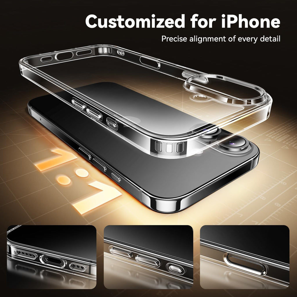 Entronix Bundle Compatible with iPhone 16 Plus - [Hard] Clear Case, 2 Clear Screen Protector & 2 Camera Lens Protectors