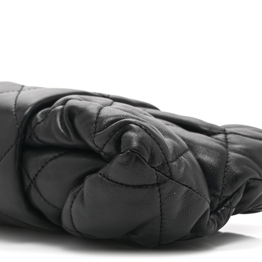 Lambskin Quilted Mini Bow Bag Black