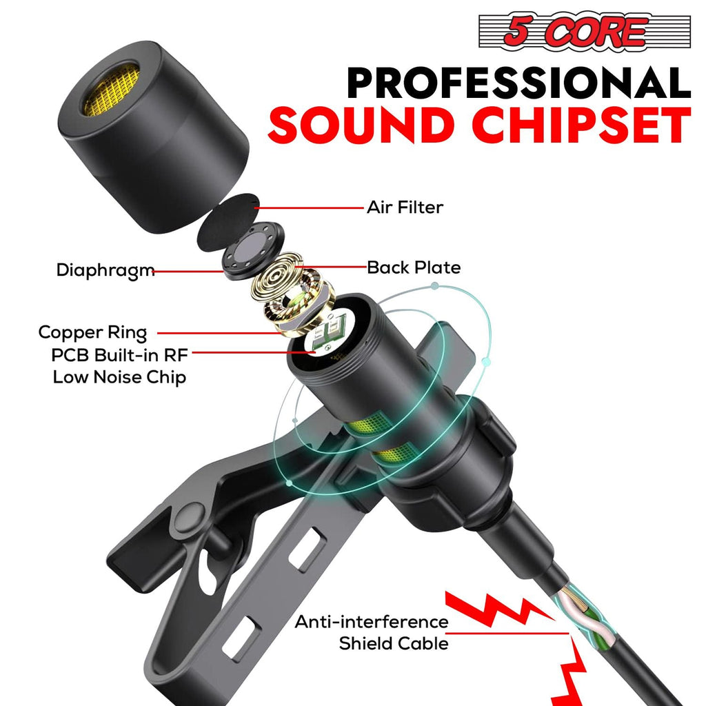Professional Omnidirectional Lavalier Microphone 3.5mm Clip-On Lapel Mic for Smartphone DSLR Camera PC Interview Video Camcorders Audio Recorder CM Mob 2M
