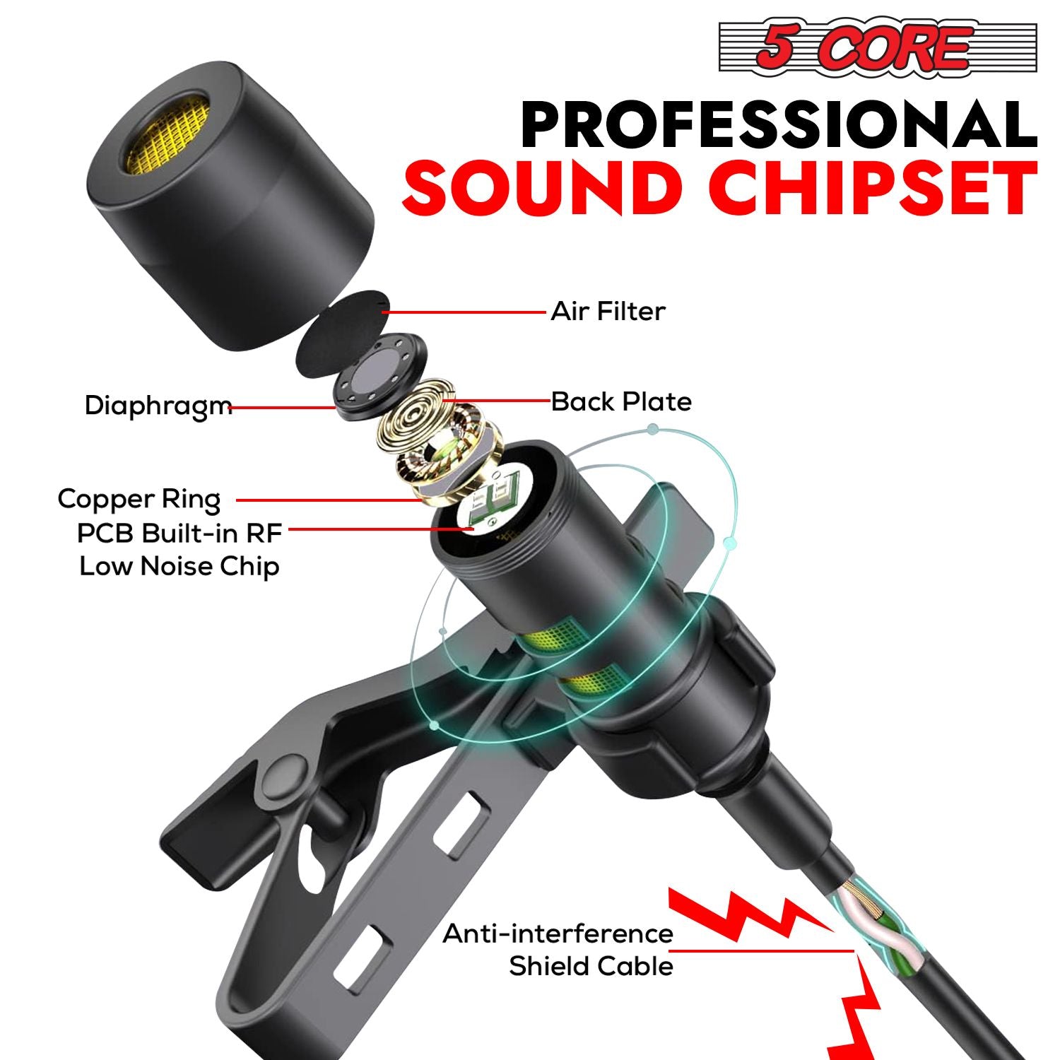 Professional Omnidirectional Lavalier Microphone 3.5mm Clip-On Lapel Mic for Smartphone DSLR Camera PC Interview Video Camcorders Audio Recorder CM Mob 2M
