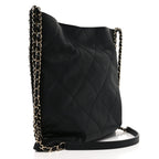 Calfskin Quilted Chain Flat Tote Black