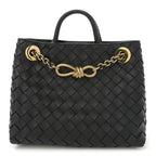 Nappa Intrecciato Small Andiamo With Chain Shoulder Bag Black