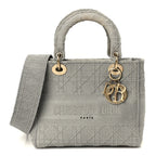 Canvas Embroidered Cannage Medium Lady D-Lite Gray