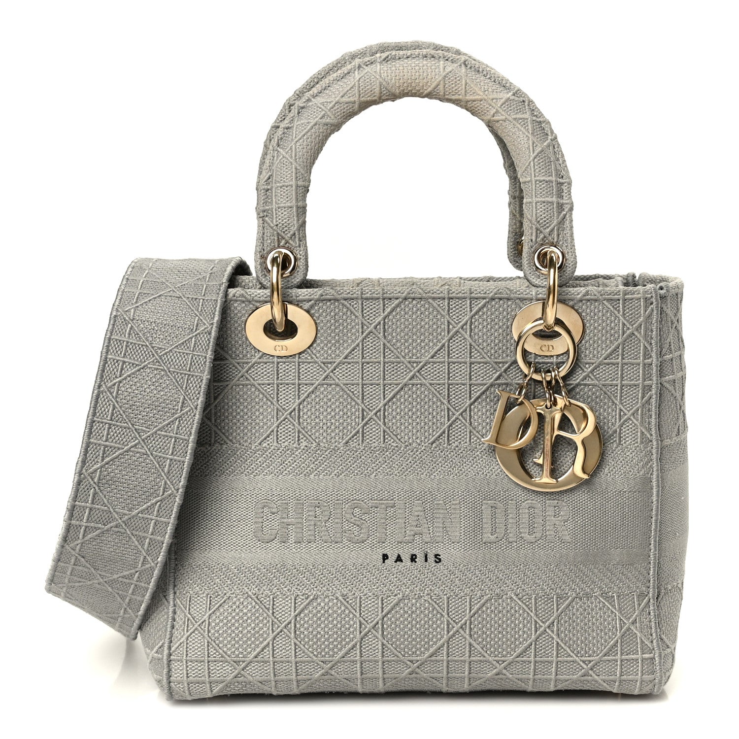 Canvas Embroidered Cannage Medium Lady D-Lite Gray