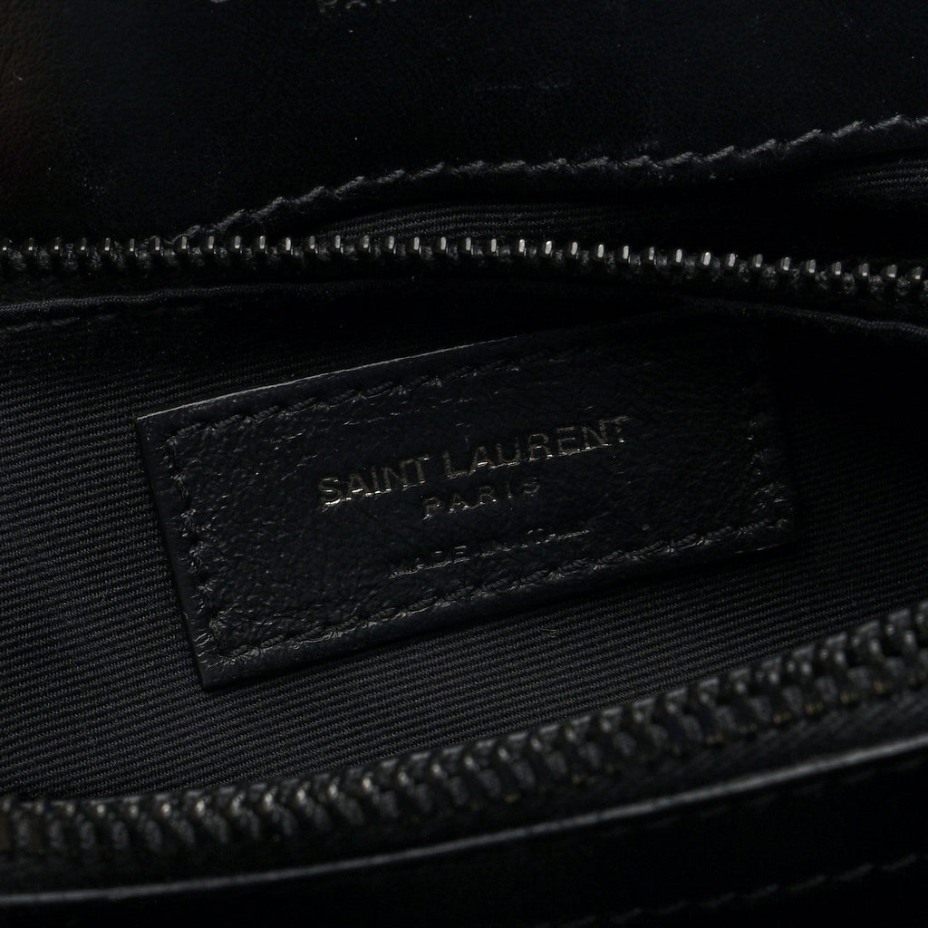Calfskin Y Quilted Monogram Monochrome Medium Loulou Chain Satchel Black