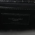 Calfskin Crocodile Embossed Small Classic Monogram Kate Tassel Satchel Black
