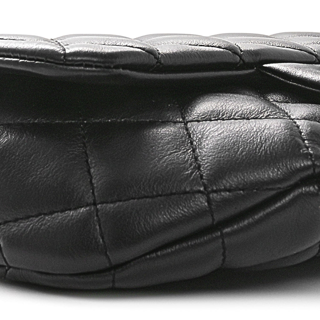 Calfskin Quilted CC Uniform Flap Belt Bag Black