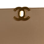 Calfskin Stitched Flap Top Handle Beige