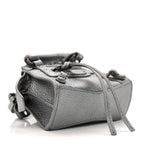 Metallic Grained Calfskin Neo Classic Hardware Super Nano City Crossbody Silver