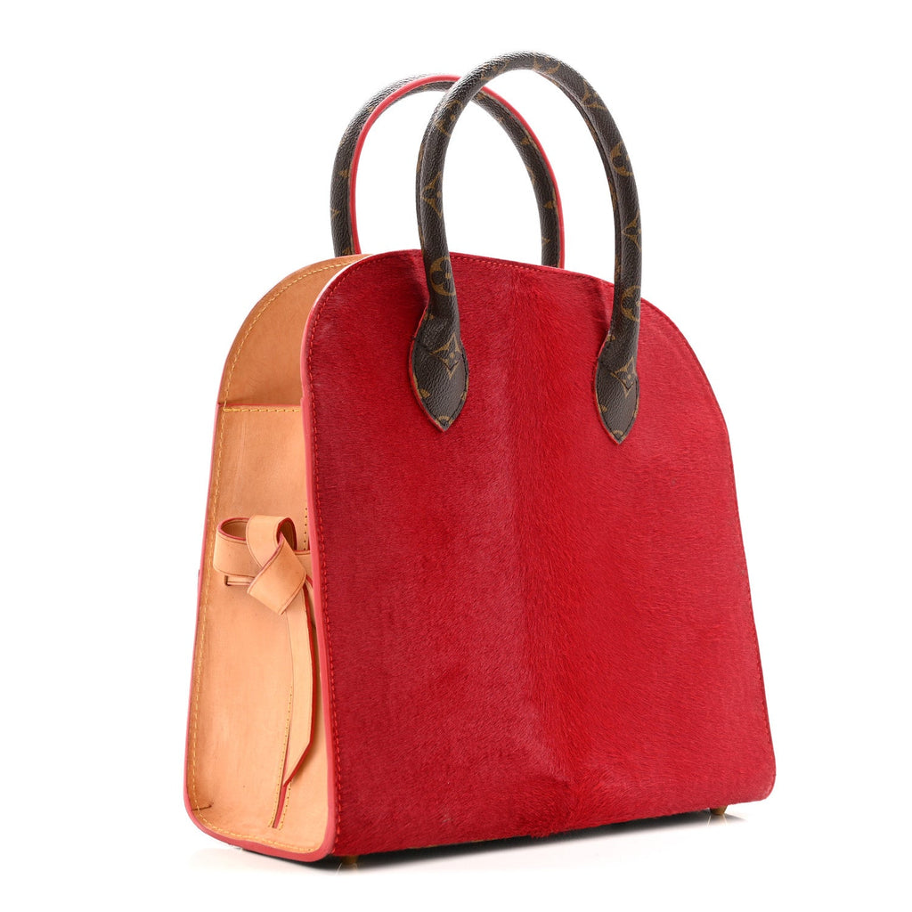 Monogram Calf Hair Spikes Iconoclasts Christian Louboutin Tote Red