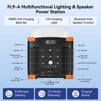 Multi-function Bluetooth Speaker | 56Wh Power Bank | Camping Light, 360° Surround Sound, USB-C, Bluetooth 5.0, 3-in-1 Power/Speaker/Home, Party, Outdoor Lighting