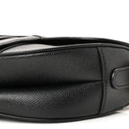 Grained Calfskin Saddle Bag With Strap Black