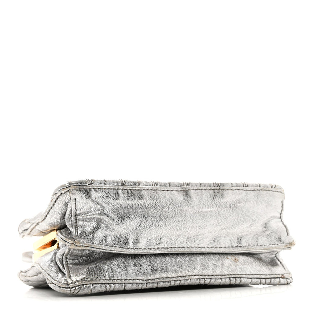 Metallic Matelasse Lux Mini Crossbody Tote Cromo