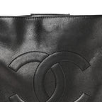 Iridescent Calfskin CC East West Shopping Tote Black