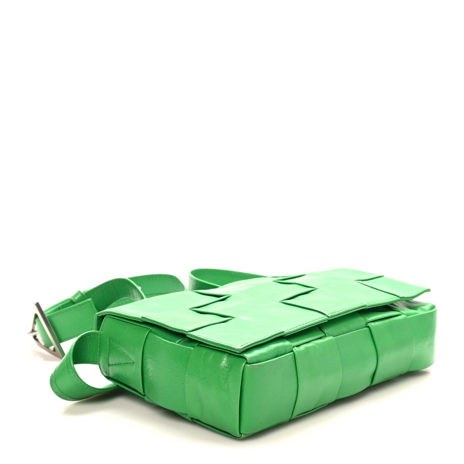 Paper Calfskin Maxi Intreccio Cassette Crossbody Bag Parakeet