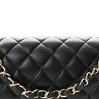 Lambskin Quilted Medium Double Flap Black