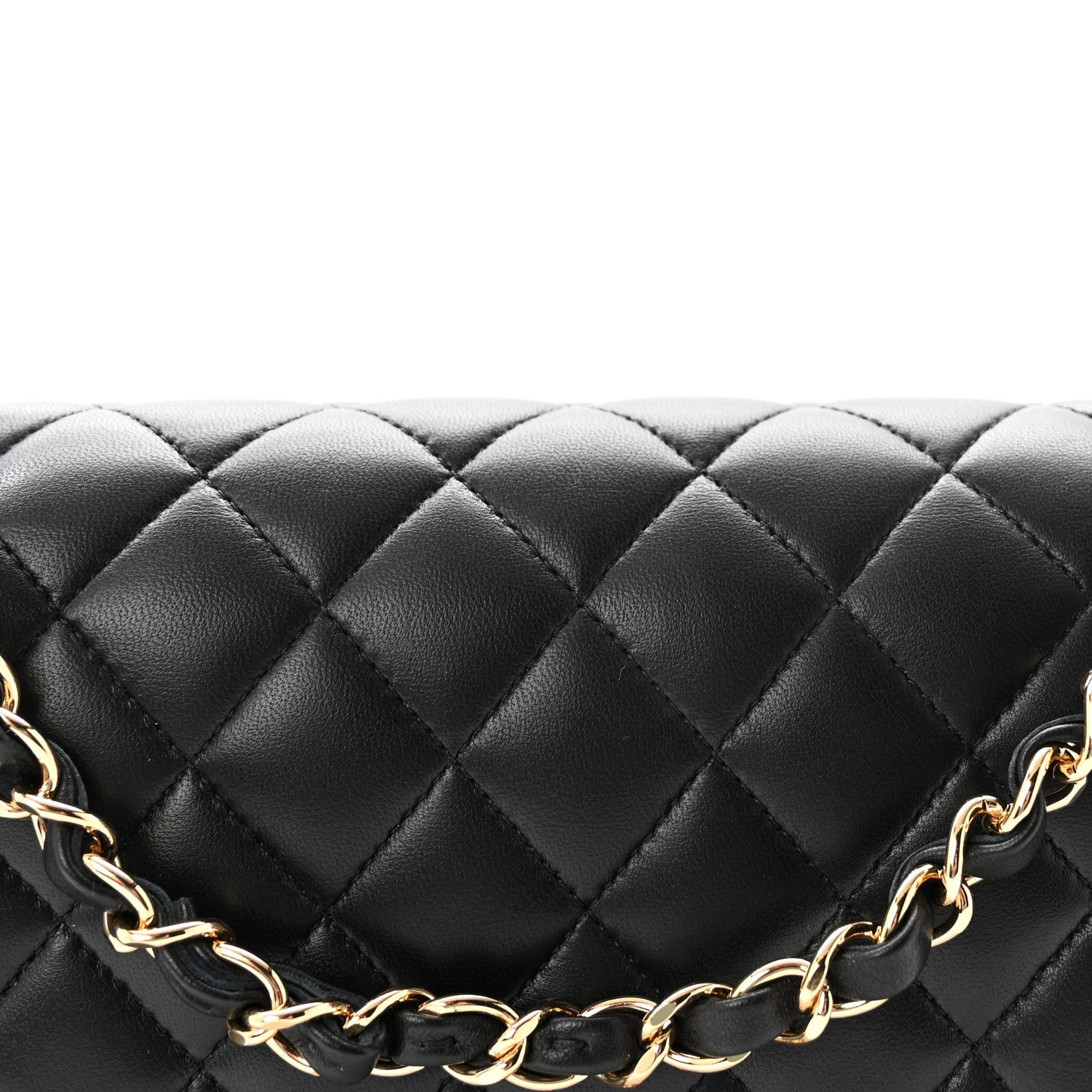 Lambskin Quilted Medium Double Flap Black
