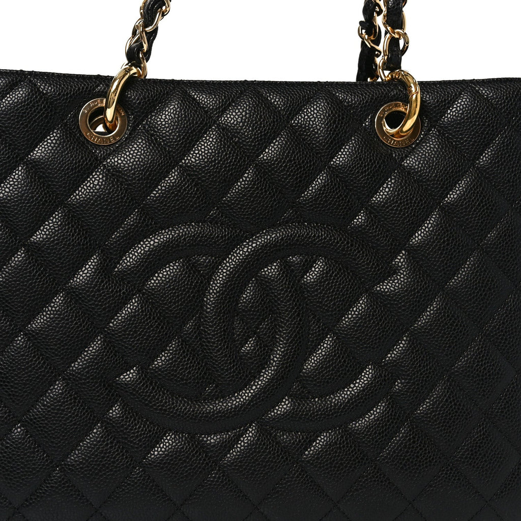 Caviar Quilted Grand Shopping Tote GST Black