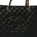 Caviar Quilted Grand Shopping Tote GST Black