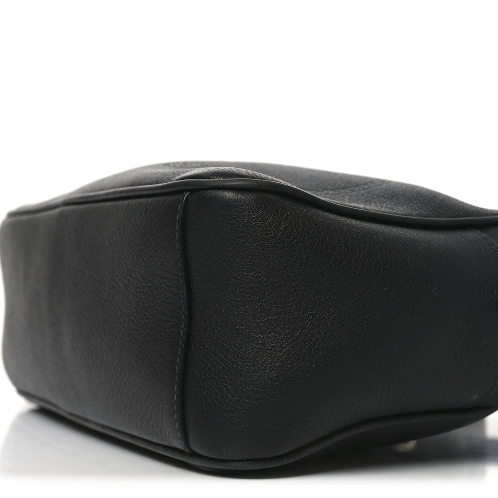 Glace Calfskin Embossed Logo Crossbody Black