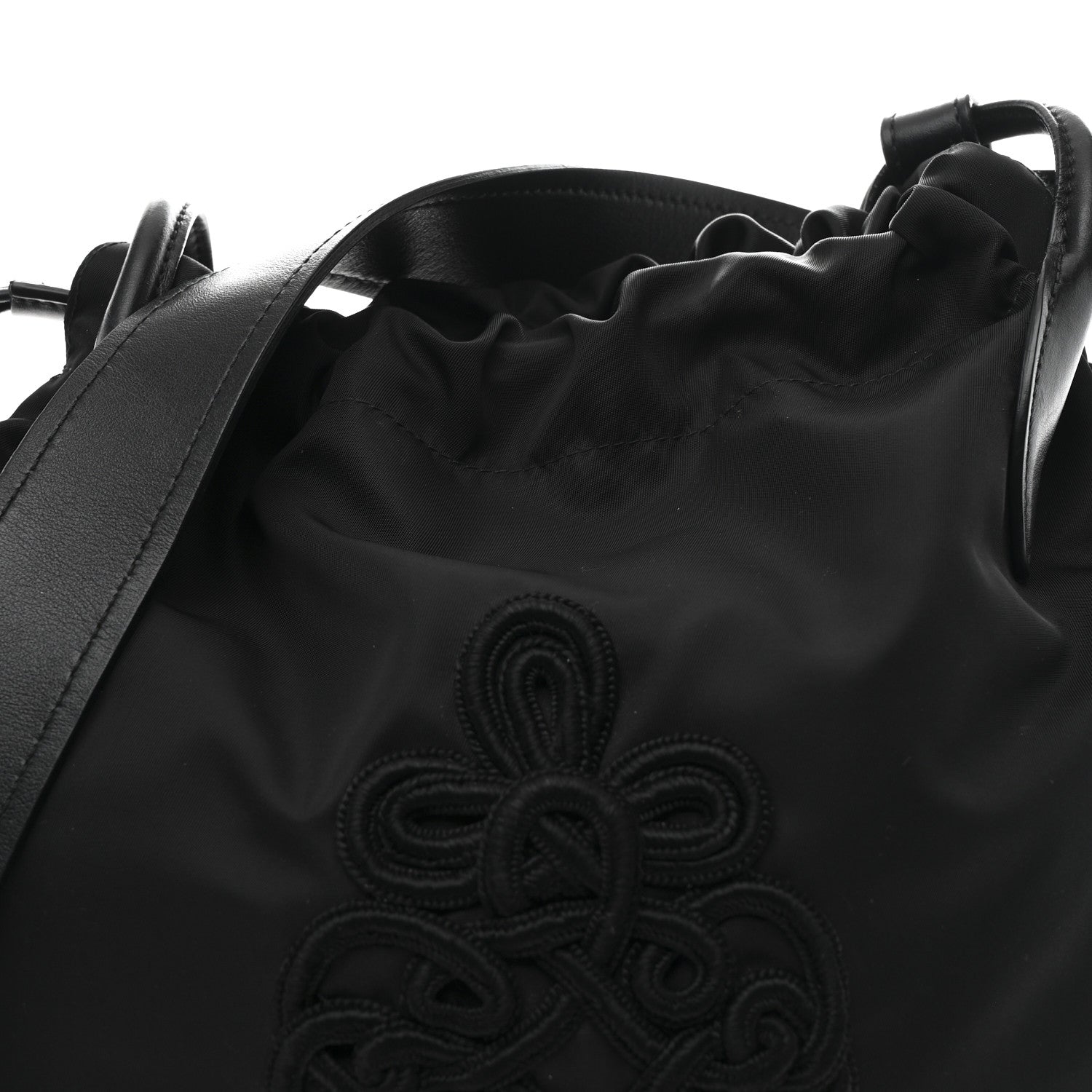 Tessuto Nylon Passama Embroidered Bag Black
