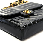 Patent Vertical Quilt Small Flap Black