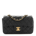 Metallic Caviar Quilted Mini Rectangular Flap Black