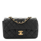 Metallic Caviar Quilted Mini Rectangular Flap Black