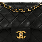 Lambskin Quilted Small Double Flap Black