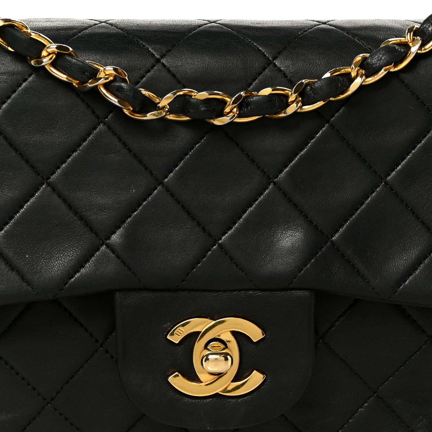 Lambskin Quilted Small Double Flap Black