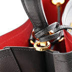 Saffiano Cuir Medium Panier Bucket Bag Black Fuoco