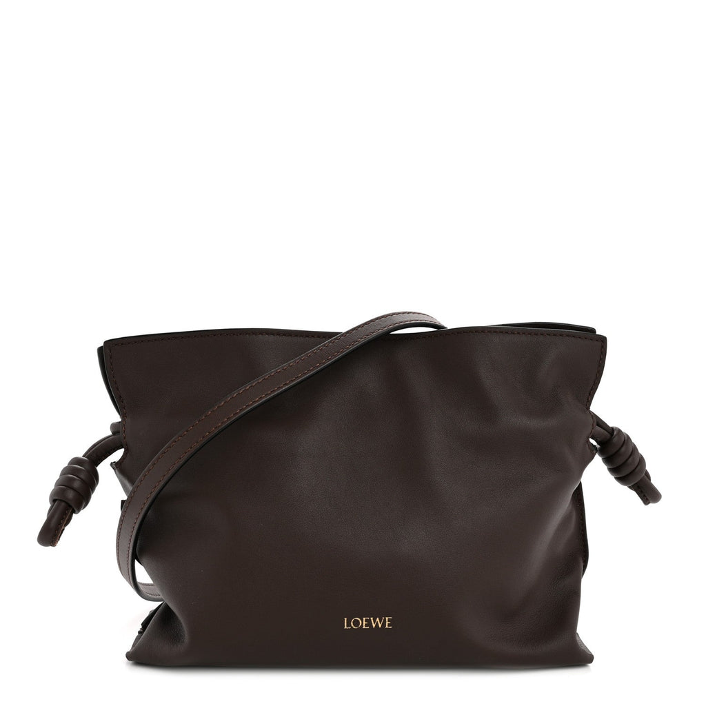 Calfskin Mini Flamenco Knot Clutch Chocolate
