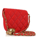 Lambskin Quilted Pearl Crush Waist Bag Red