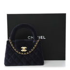 Velvet Quilted Nano Kelly Shopper Navy