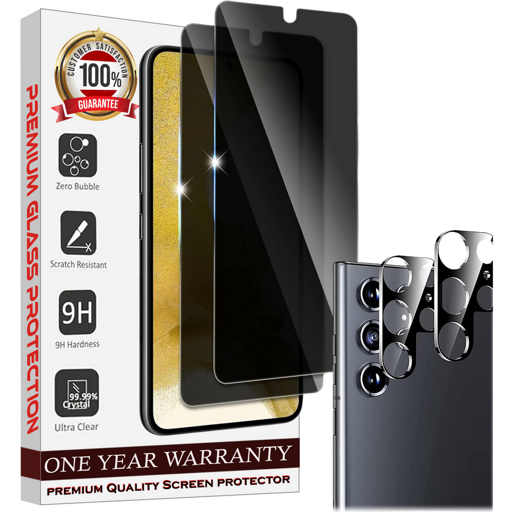 Entronix Anti-Spy Privacy Screen Protector & Camera Lens Protector Compatible with Galaxy S21 Ultra - 4-Piece Combo