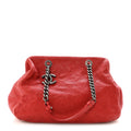 Caviar Quilted Frame CC Shopping Tote Red