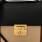 Calfskin Gancio Lock Marisol Top Handle Satchel Ecorce Black