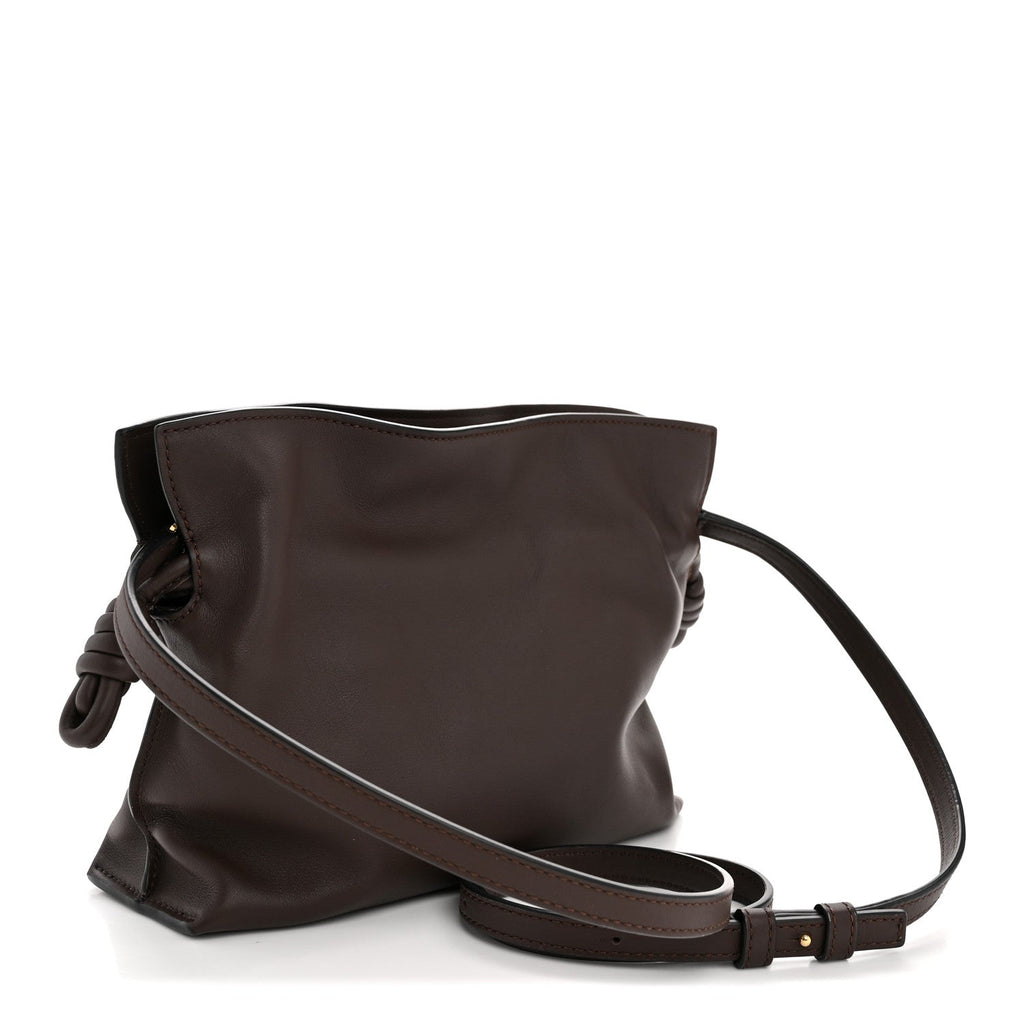 Calfskin Mini Flamenco Knot Clutch Chocolate