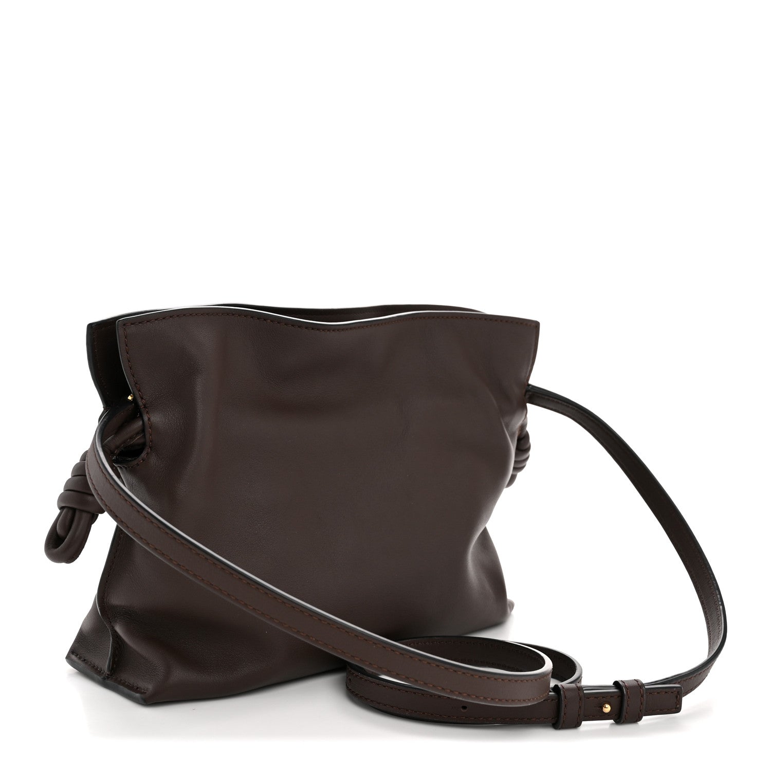 Calfskin Mini Flamenco Knot Clutch Chocolate
