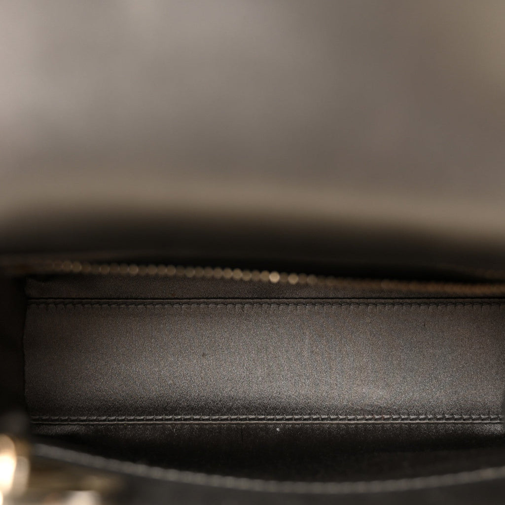 Satin Crystal Cannage Mini Lady Dior Gray