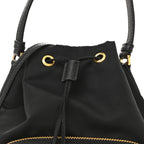 Saffiano Tessuto Nylon Mini Bucket Crossbody Bag Black